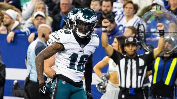 Quez Watkins after scoring his second TD of the season, doing so in Week 11 vs. Colts